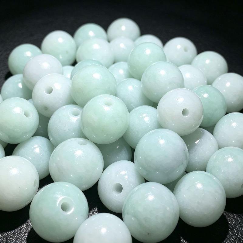 Bracelets - 10 pièces, perles rondes en jade
