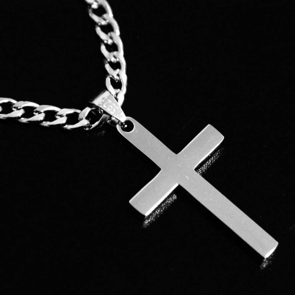 925 Sterling Silver Chain Necklace Men - Collier croix en argent regardé 925