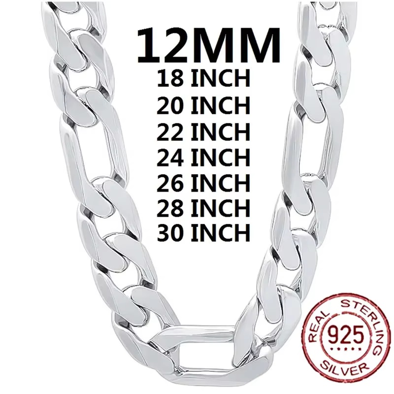 Cuban Link Chain 12Mm - Collier en argent sterling 925 pour