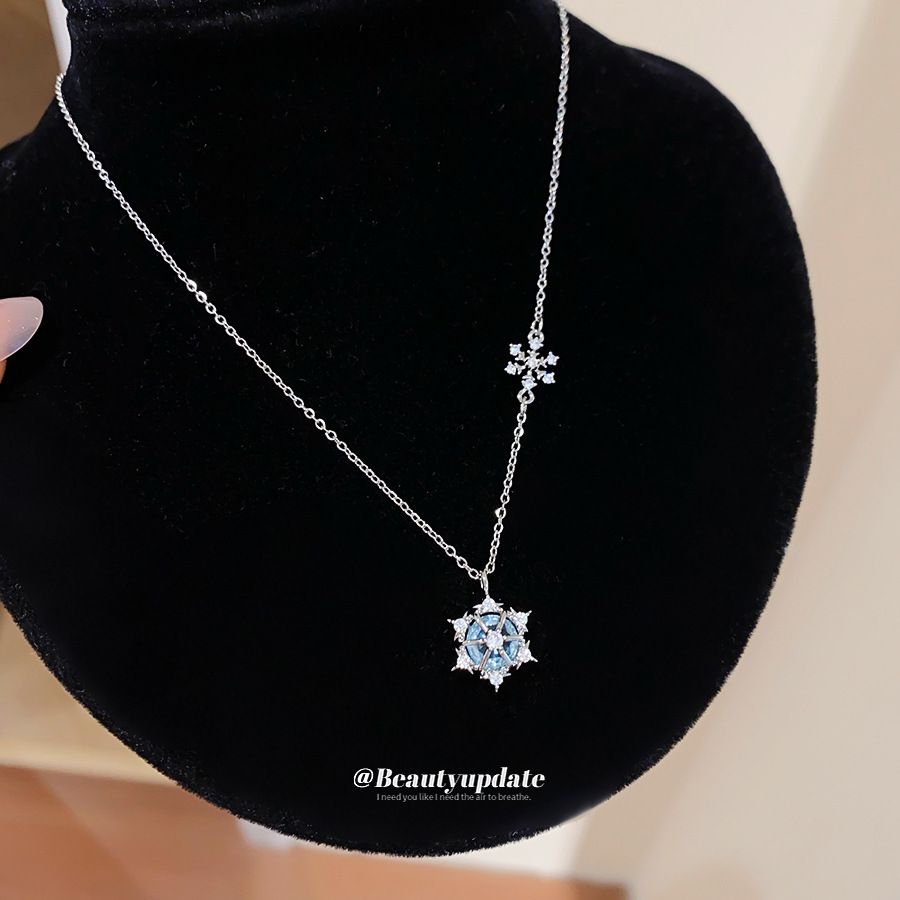 Layered Pendant Necklace Aesthetic - Collier pendentif flocon de neige en