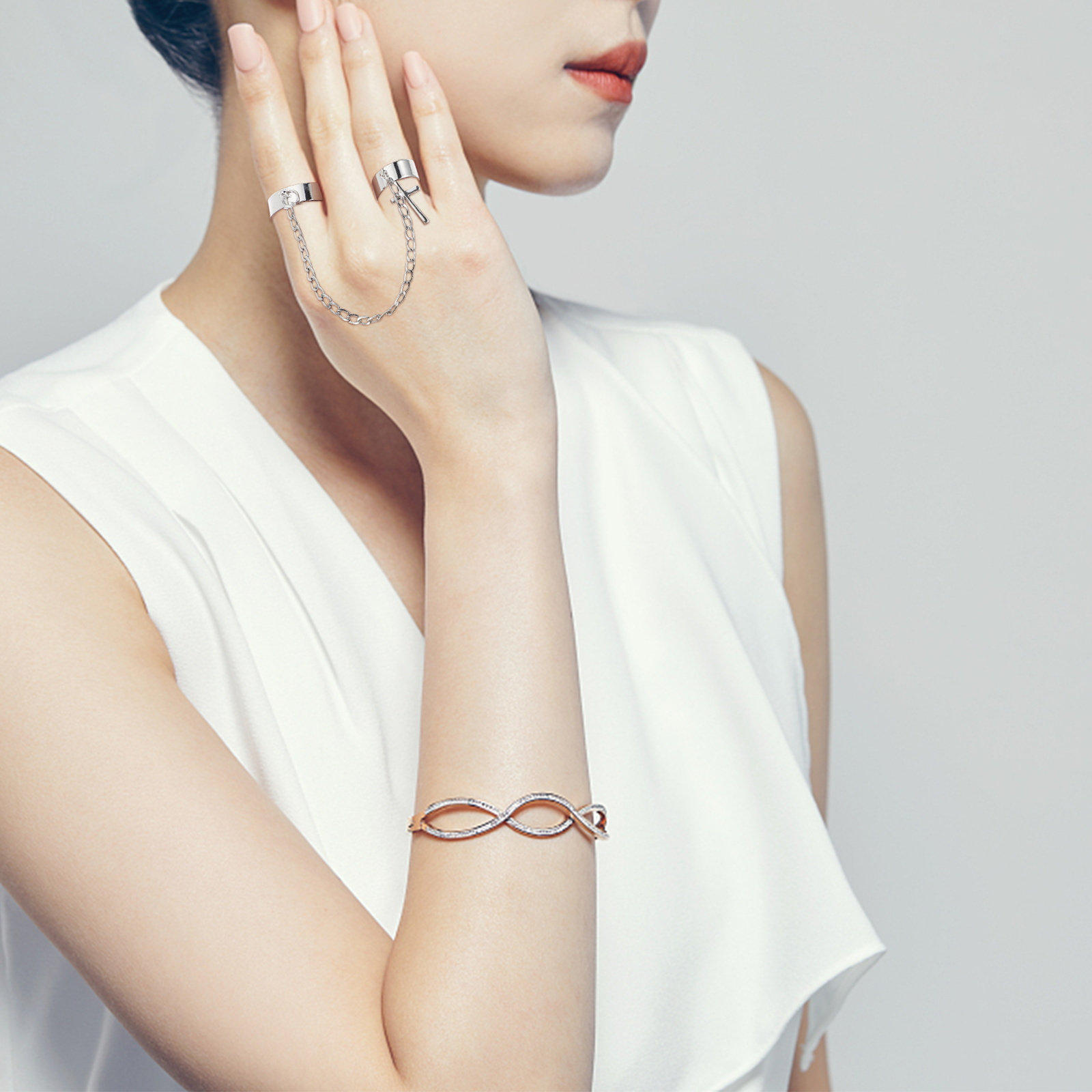 Vintage Punk Knuckle Rings Set - Ensemble de bagues de doigt, chaîne