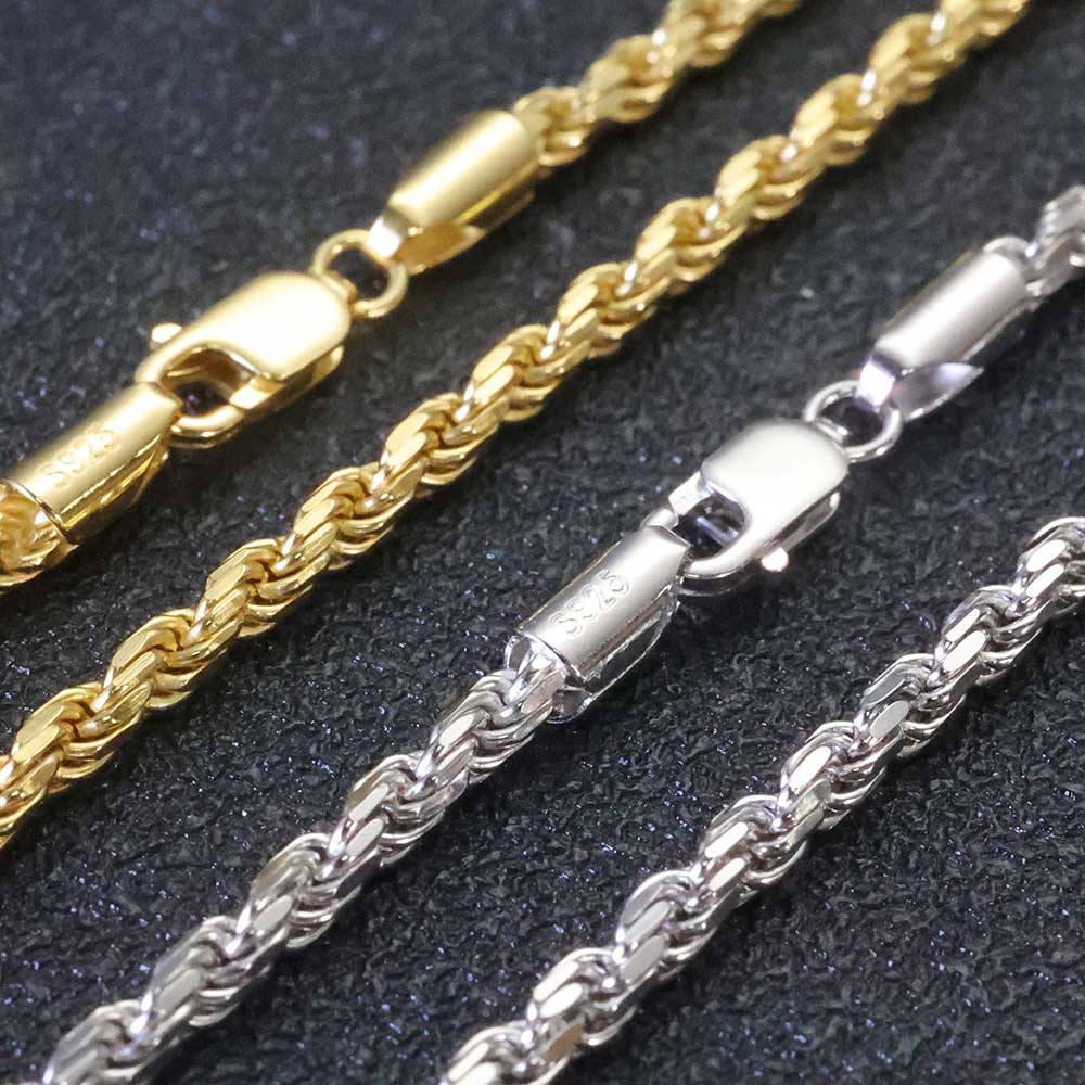 925 Sterling Silver Chain Necklace Men - ESKEEM 3MM/5mm hommes femmes PVD 18k