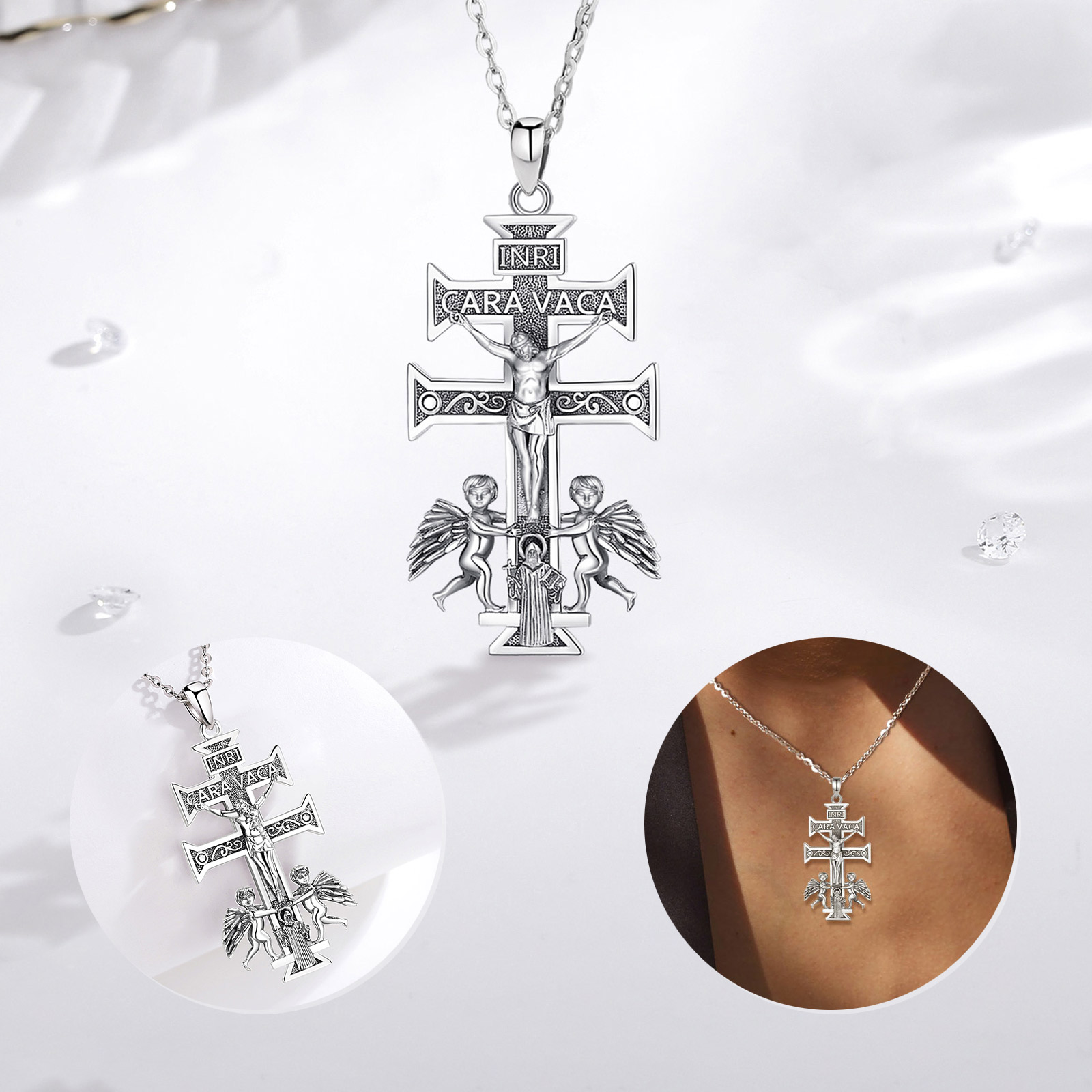 Eudora-Collier croix Caravaca  - 925 Sterling Silver Chain Necklace Men avis et prix