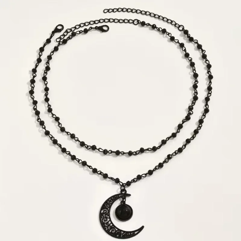 Collier pendentif croissant de - Layered Pendant Necklace Aesthetic avis et prix