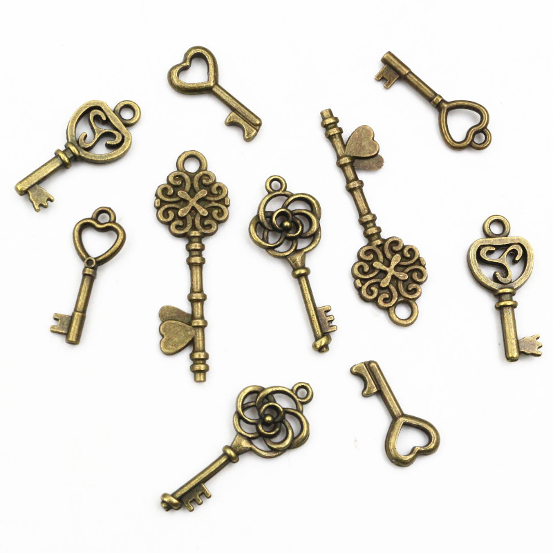 40 pièces clé breloques penden - Heart Locket Necklace Photo avis et prix