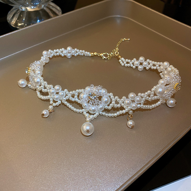 Collier ras du cou en perles V - Pearl Choker Necklace Vintage avis et prix