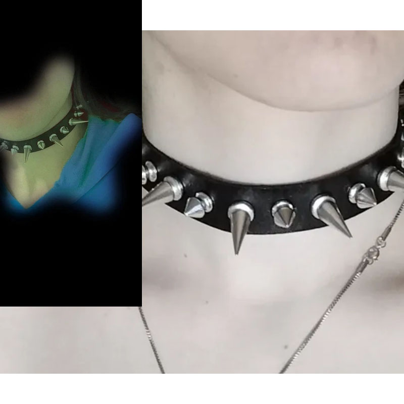 Collier ras du cou punk à long - Goth Punk Spike Choker avis et prix