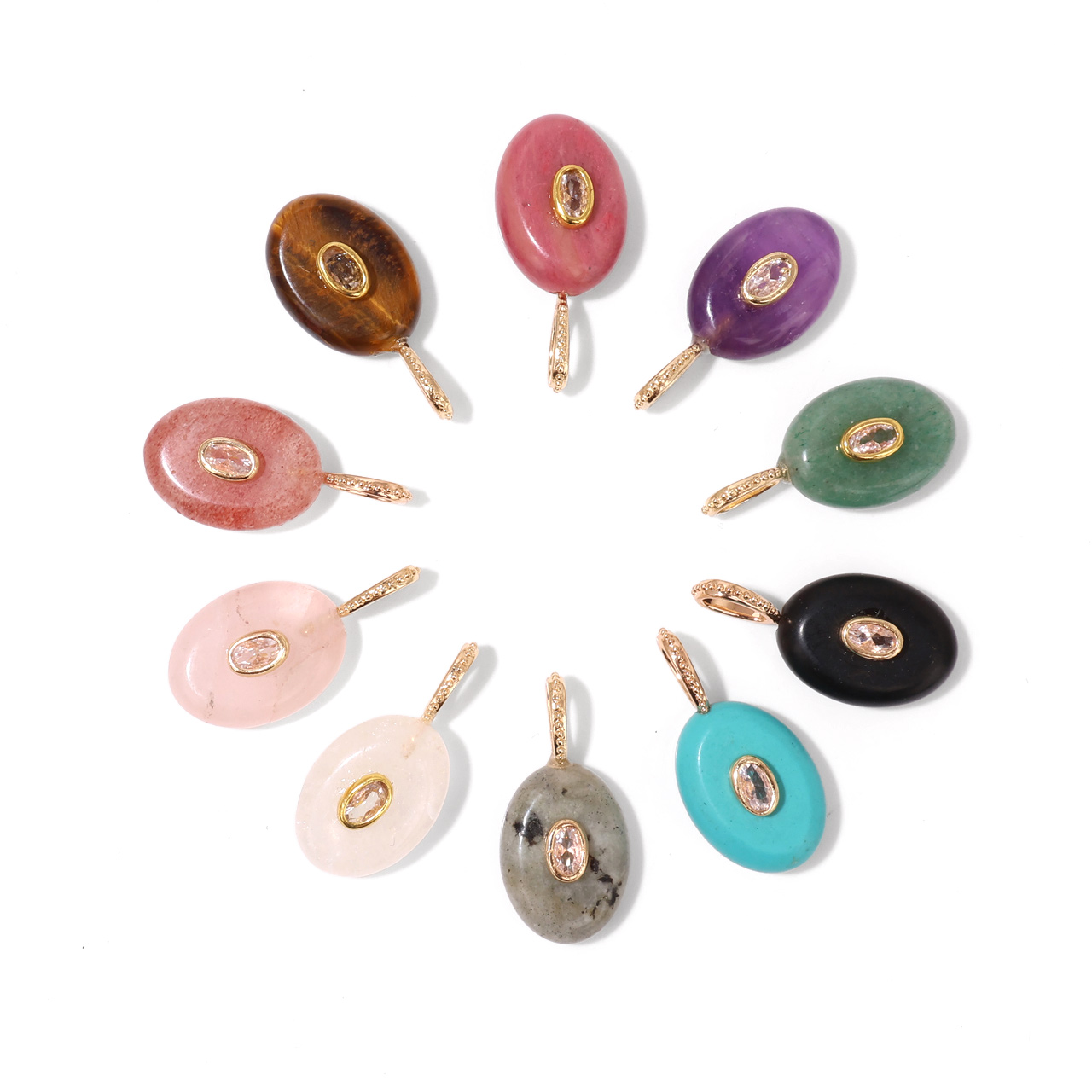 1 pièce, pendentif ovale en pi - Crystal Pendant Necklace Natural Stone avis et prix