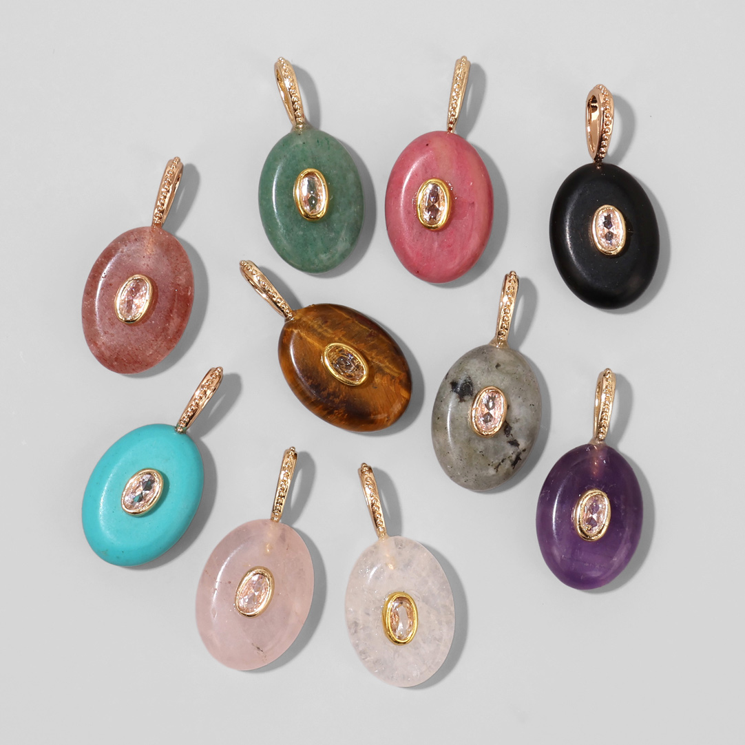 1 pièce, pendentif ovale en pi - Crystal Pendant Necklace Natural Stone avis et prix